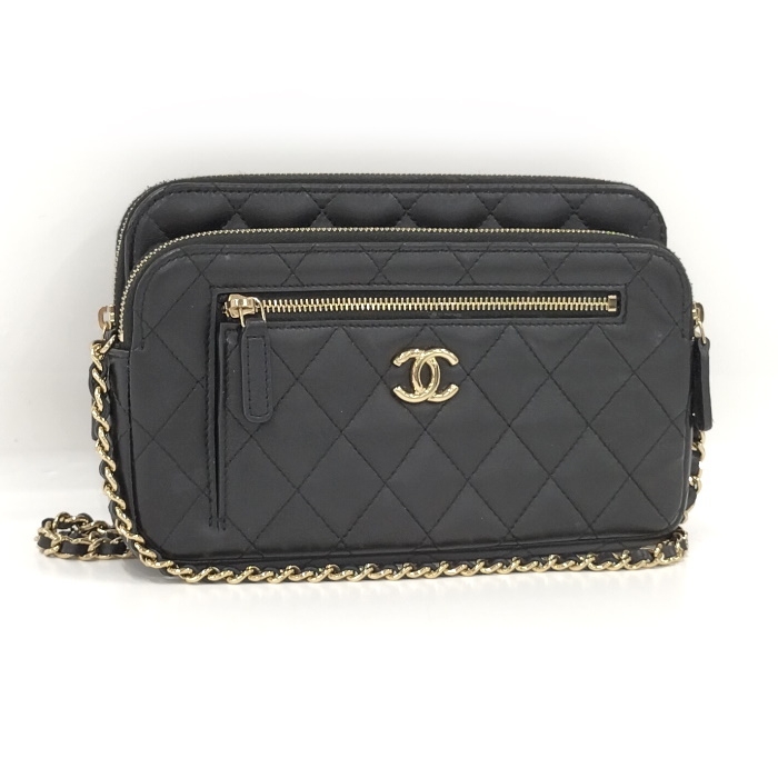 CHANEL マトラッセ チェーンウォレット ブラック AP3738拍卖