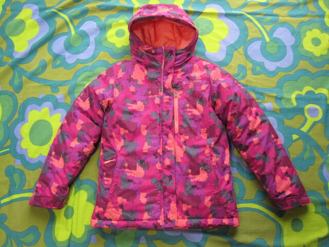 使用少ないキレイ キッズS/130から140 Columbia コロンビア 中綿入アウター パープル系 スキー キャンプ アウトドア 雪遊び拍卖