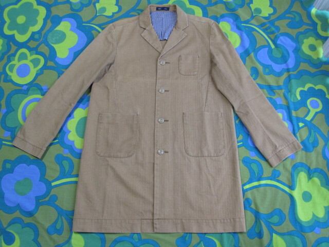 SHIPS シップス コットン ヘリンボーン素材 コート 薄い茶色 メンズM USEDキレイ拍卖