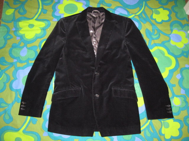 使用少ないキレイ ユナイテッドアローズ BLUE LABEL ブルーレーベル ベロアジャケット ブラック メンズM 表地/綿100 裏地/ポリ100拍卖