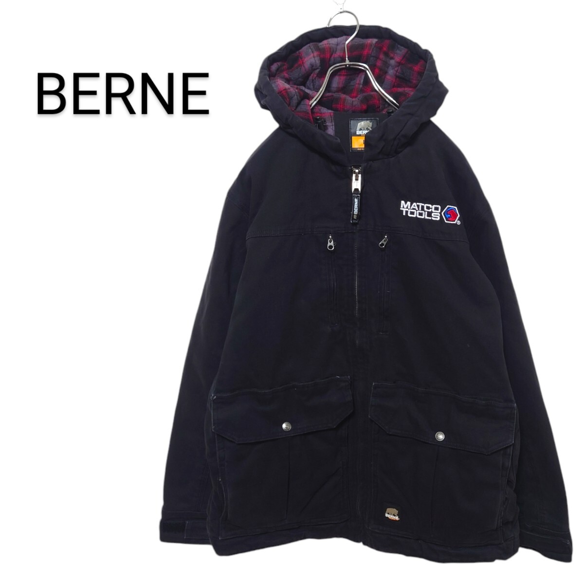 【BERNE】企業ロゴ刺繍 中綿入り ダック アクティブジャケット A-2466拍卖