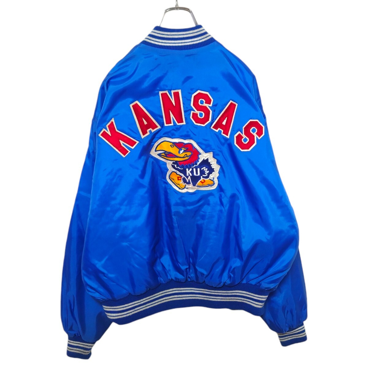 【WEST WIND】80's USA製 カンザス大学 カレッジロゴ刺繍 中綿入りナイロンスタジャン JAYHAWKS S-823拍卖
