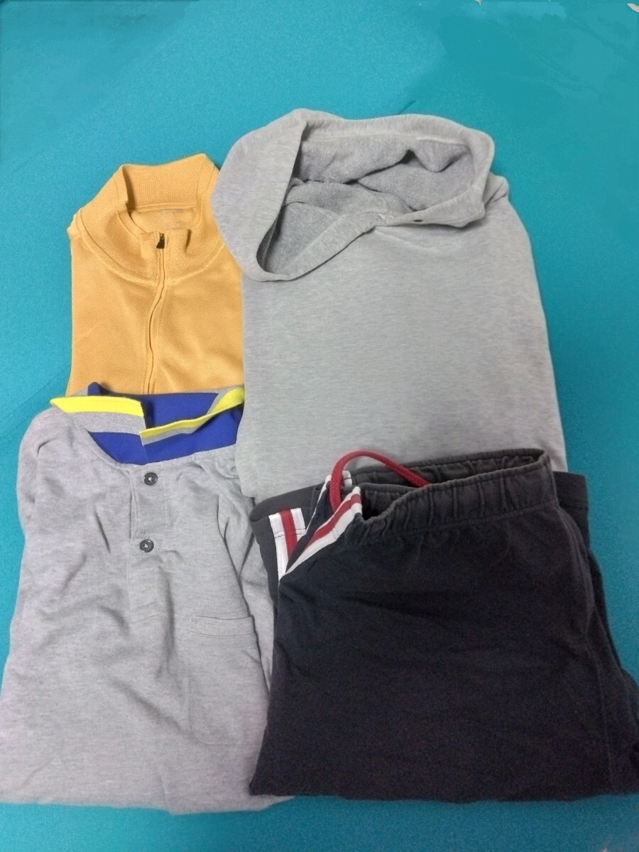 UNIQLO★L XL 各種まとめて 7点セット★パーカー タートルネック ポロシャツ ハーフパンツ 長袖Tシャツ★送料無料拍卖