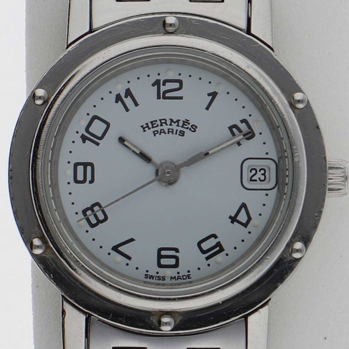 HERMES エルメス CL4.210 クリッパー ホワイトダイヤル SS クオーツ レディース【121931】拍卖