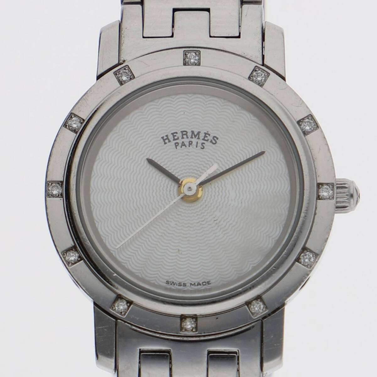 HERMES エルメス CL4.230 クリッパーナクレ ホワイトシェルダイヤル SS クオーツ レディース【124041】拍卖