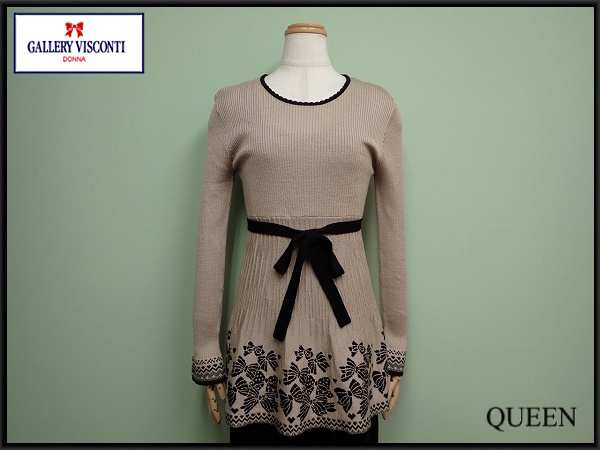 GALLERY VISCONTI リボン柄 ニットワンピース・2□ギャラリービスコンティ/チュニック/レディース/24*11*1-24拍卖