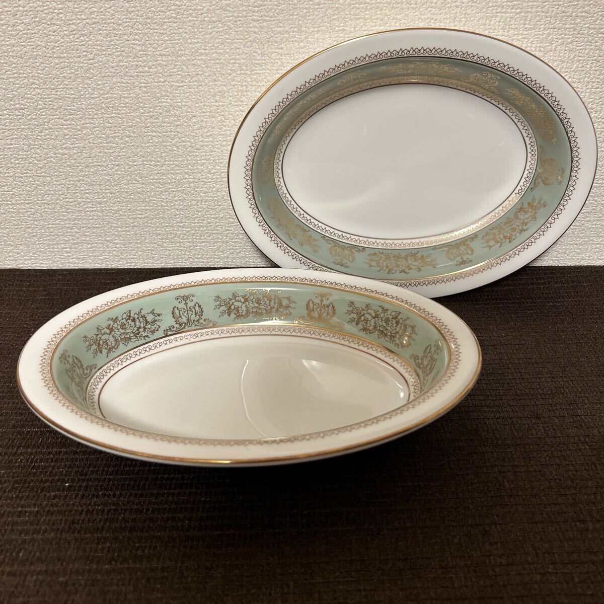ウェッジウッド コロンビア セージグリーン オーバルディッシュ サラダボウル ディナープレート拍卖