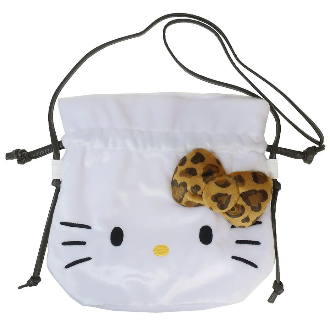 ハローキティ ショルダーバッグ 巾着ショルダー ヒョウ柄シリーズ ブラウン サンリオ ケイカンパニー 斜め掛けかばん ポシェット拍卖