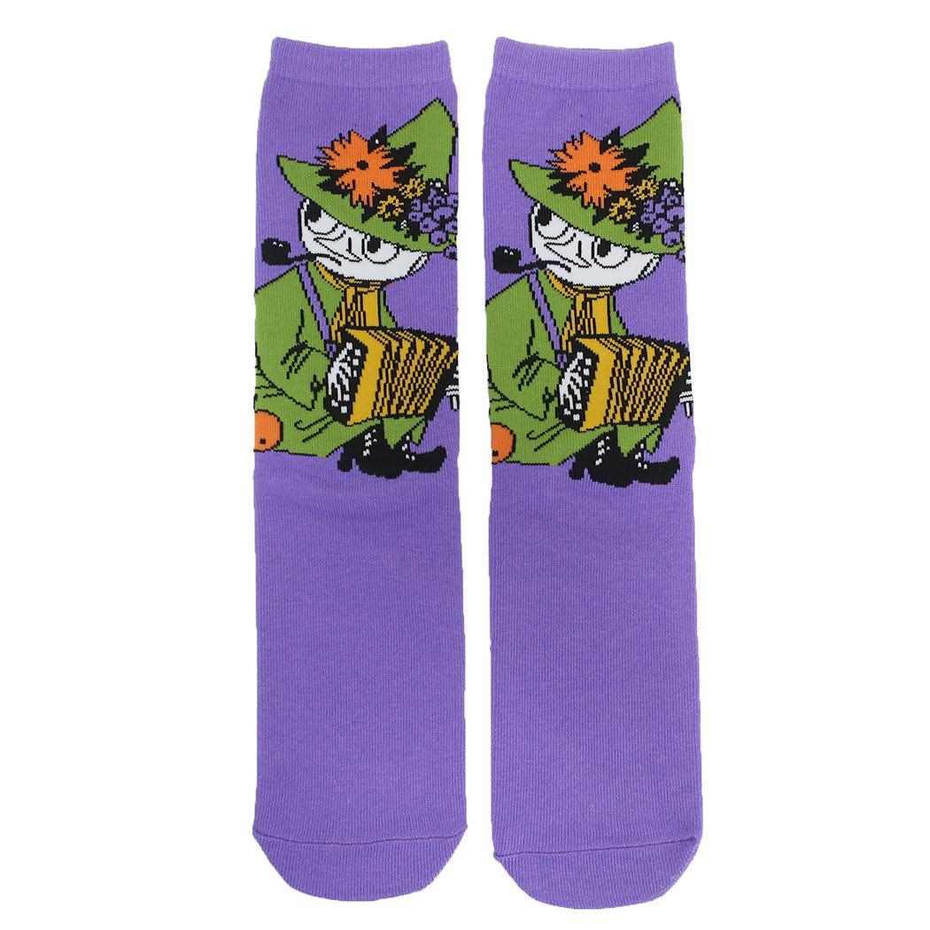 ムーミン 女性用靴下 レディースハイソックス スナフキン パープル 北欧 スモールプラネット キャラックス 女の子 キャラクター拍卖
