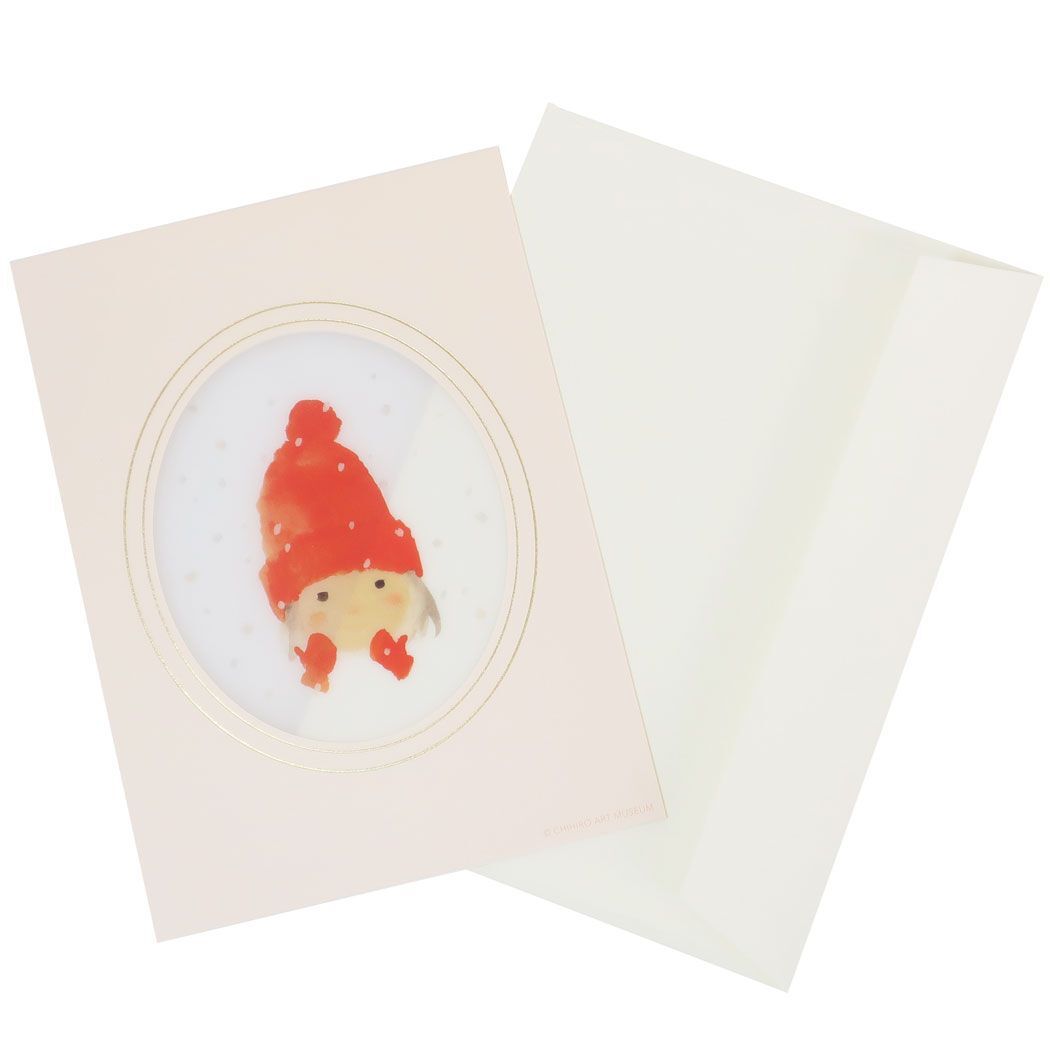 グリーティングカード いわさきちひろ とうめいフレームカード Red メッセージカード かわいい拍卖