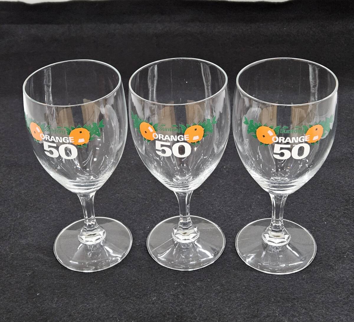 【外部-1081】SUNTORY サントリー ORANGE 50 グラス コップ 3個セット/オレンジ/昭和レトロ(MS)拍卖