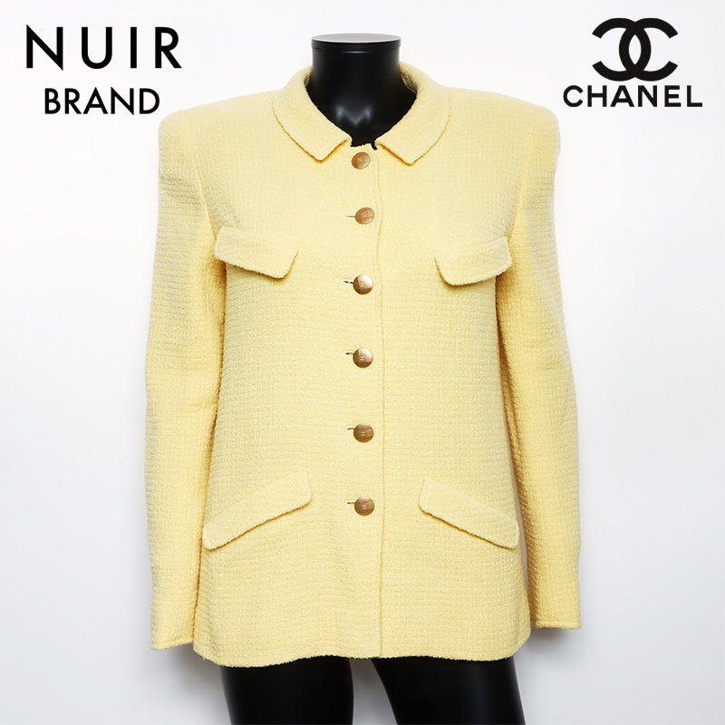 シャネル CHANEL ジャケット ツイード ココボタン 98P イエロー拍卖