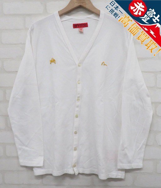 8T5709/エヴィス ヤマネ 羽豚×カモメ刺繍 鹿の子カーディガン evisu YAMANE拍卖