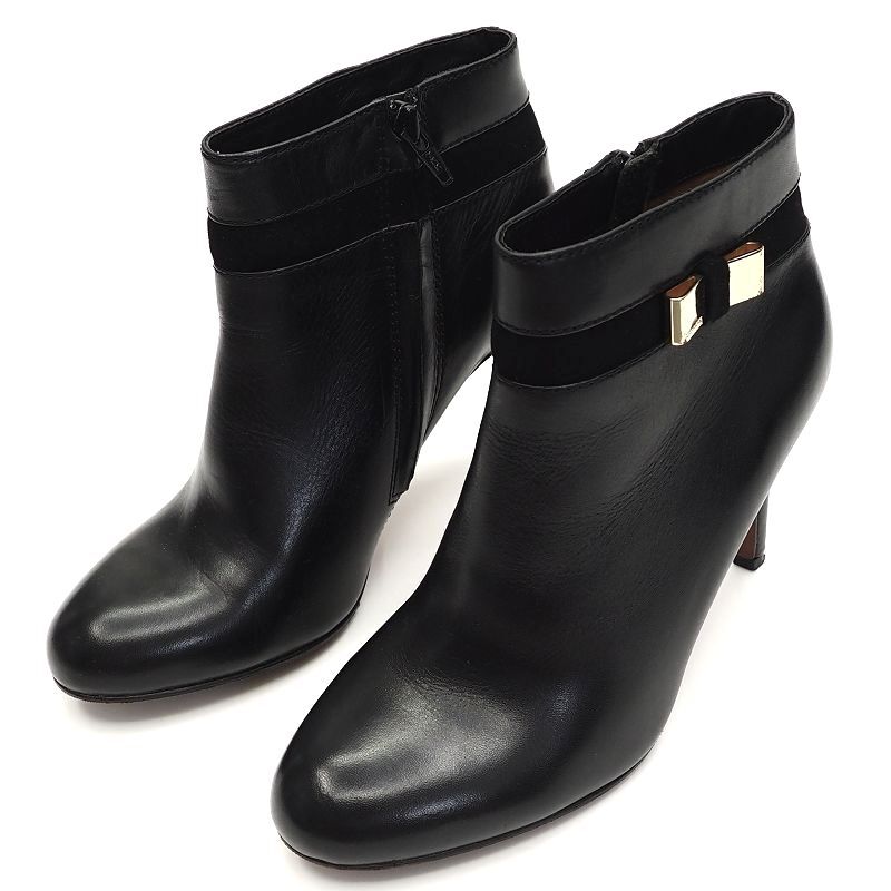 I05188 美品 COACH/レザーブーティ 【サイズ:36.5】 ブラック サイドジップ ブーツ コーチ レディース拍卖