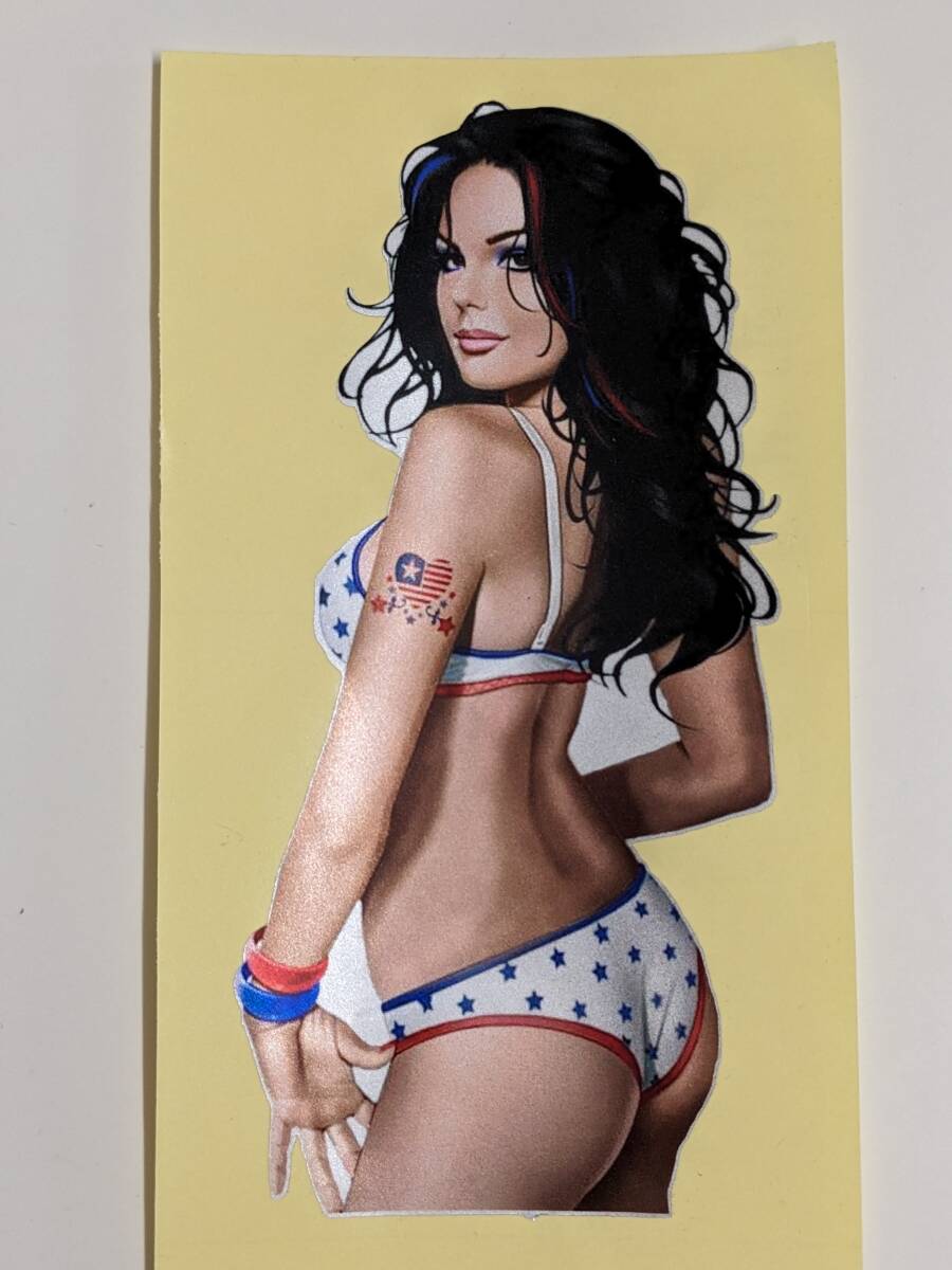 K9【特価BIG♪キラキラ180㎜x87㎜ 黒ヒール】アート ピンナップガール★セクシーガール★セクシーステッカー★レトロステッカー拍卖