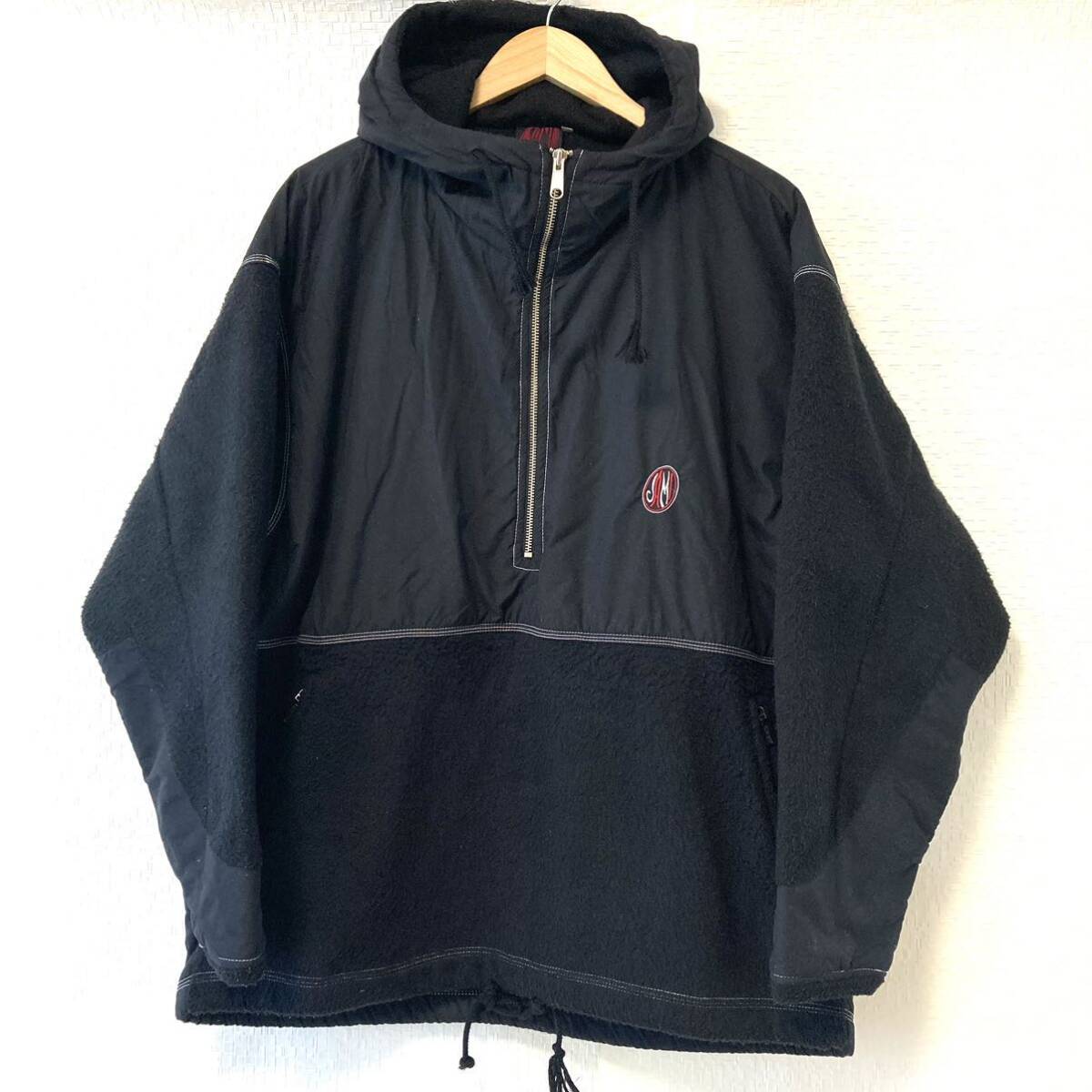 オーバーサイズ!【SAMI】サミー ハーフジップ アノラック パーカー 裏起毛 レトロ アウトドア アクティブ ブラック メンズ L/Y17756UU拍卖