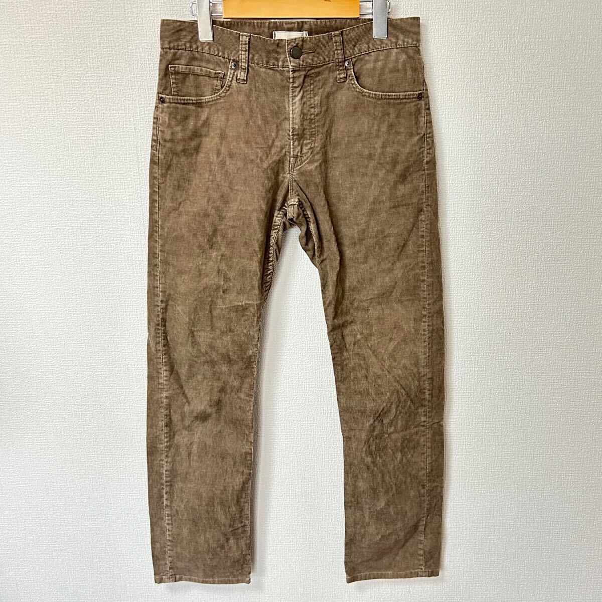 秋冬トレンドカラー◎【UNIQLO】ユニクロ コーデュロイ デニムパンツ 綿 ストレッチ ジーンズ ジーパン ブラウン メンズW29/Y18413YY拍卖