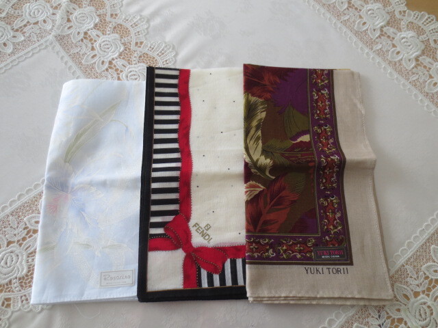 FENDI・フェンディ・YUKI TORII・Rosarino・ハンカチ3枚セット拍卖