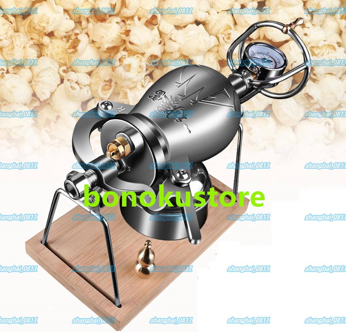 ミニ中国ポップコーンメーカー、ポータブルステンレス鋼ハンドポップコーンマシン、レトロな手回しポップコーンマシン、家庭、集まり拍卖