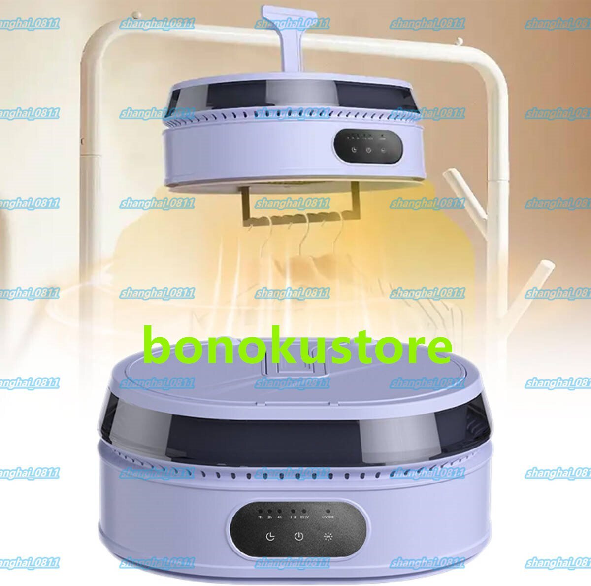 MINI電気衣類乾燥機、家庭用360°ポータブル急速加熱乾燥機、低ノイズ6時間、1400W 4モードパープル温風乾燥機、フック付き、容量22ポンド拍卖