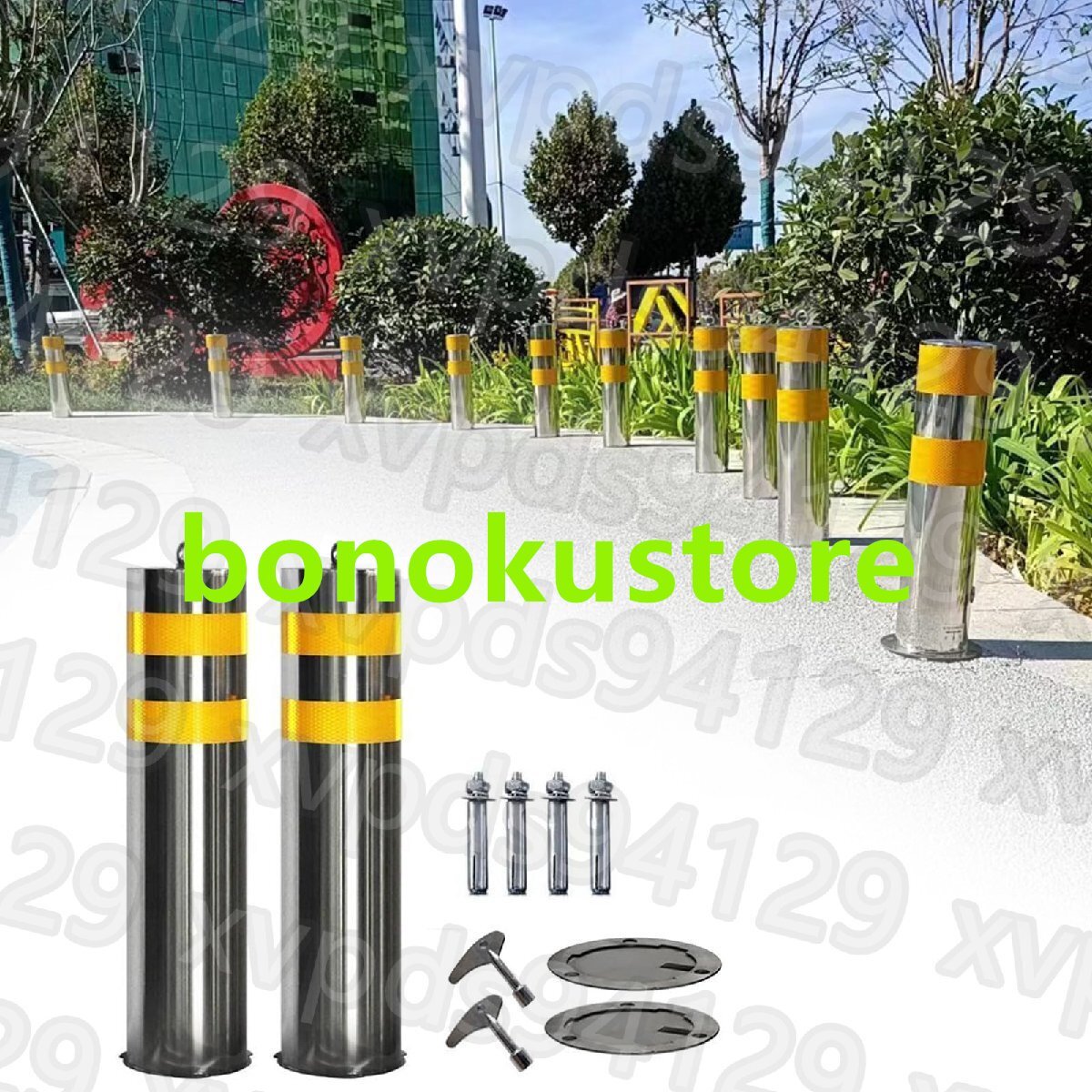 駐車場ポール 交通境界線ポスト高さ 50 ~ 60 Cm、私道用の取り外し可能な安全ボラードポール、アンカーボルト付き 11.4 x 60cm(厚さ1.2mm)拍卖