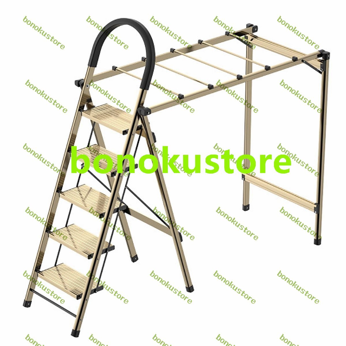 アルミ折りたたみ式室内物干しラック 1つのはしごで2つの用途に使える物干しラックアルミ折りたたみ式 室内用伸縮式はしご物干しラック拍卖