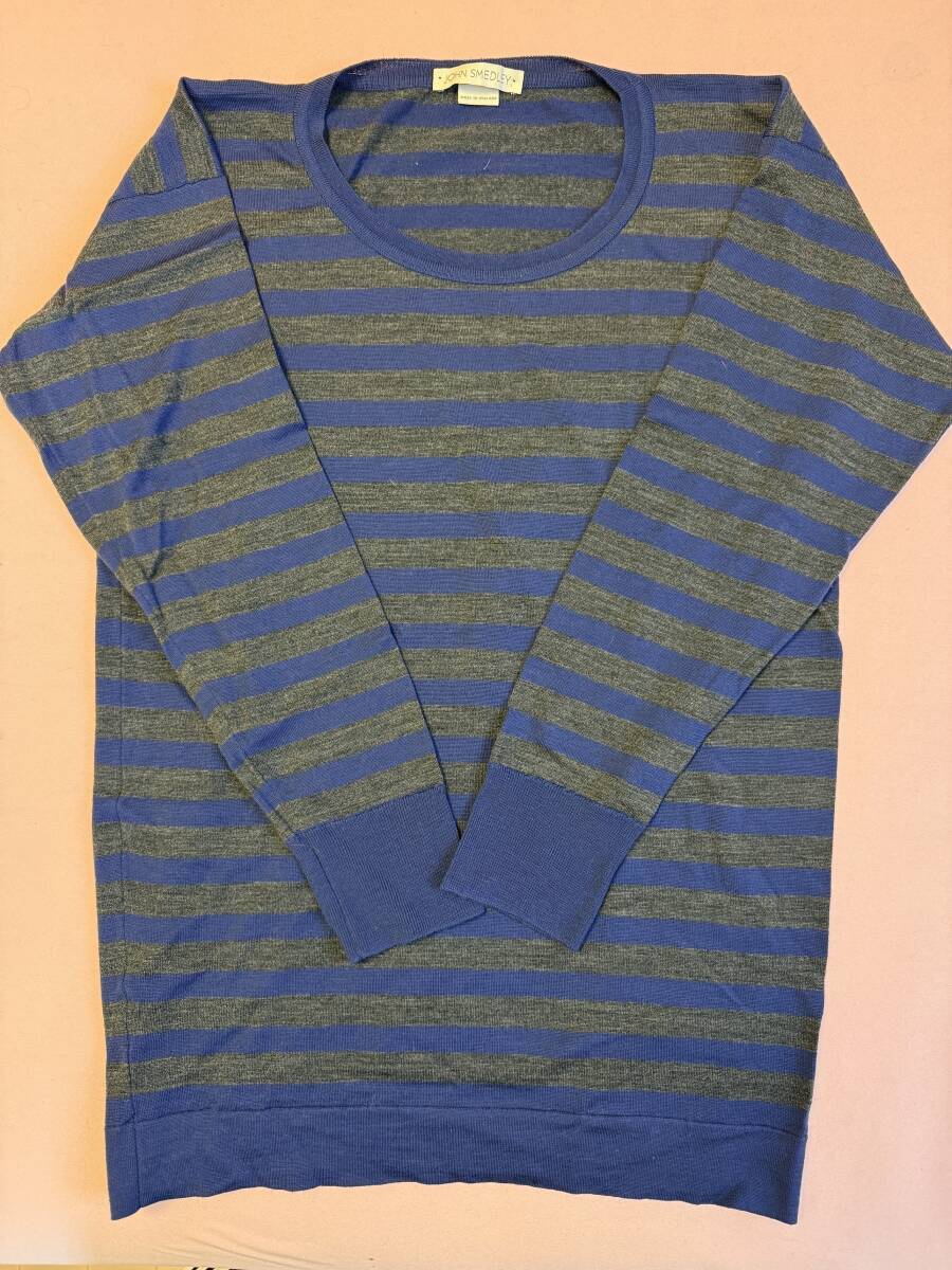 ジョンスメドレー JOHN SMEDLEY★ウールボーダーニット★サイズXS拍卖
