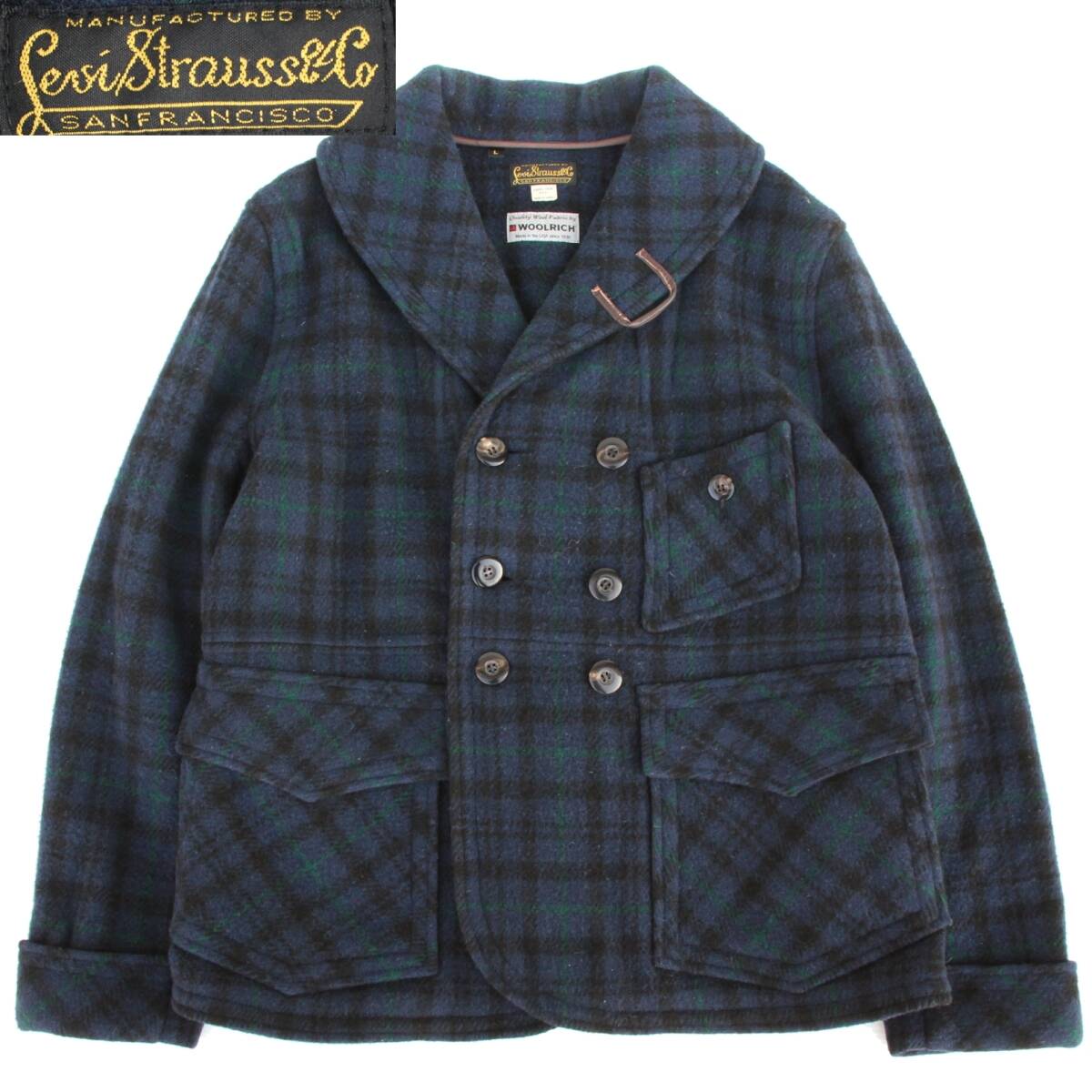 (33652)LEVISリーバイス70208-0001チェック ピーコートL (ウールリッチ WOOLRICH アメリカ製生地 FABRIC FROM USA)拍卖