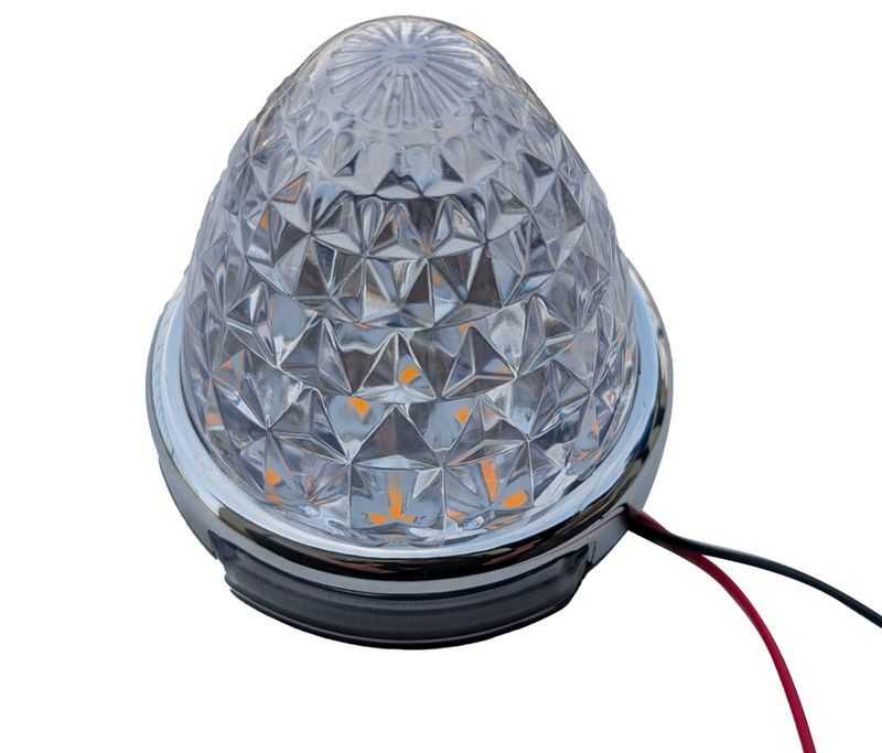 トラック用 LEDサイドマーカー ランプ ダウンライト12V24V 6面クリスタルカット 丸型メッキリング 路肩灯 2個/セット パープル JP-LP011PP拍卖