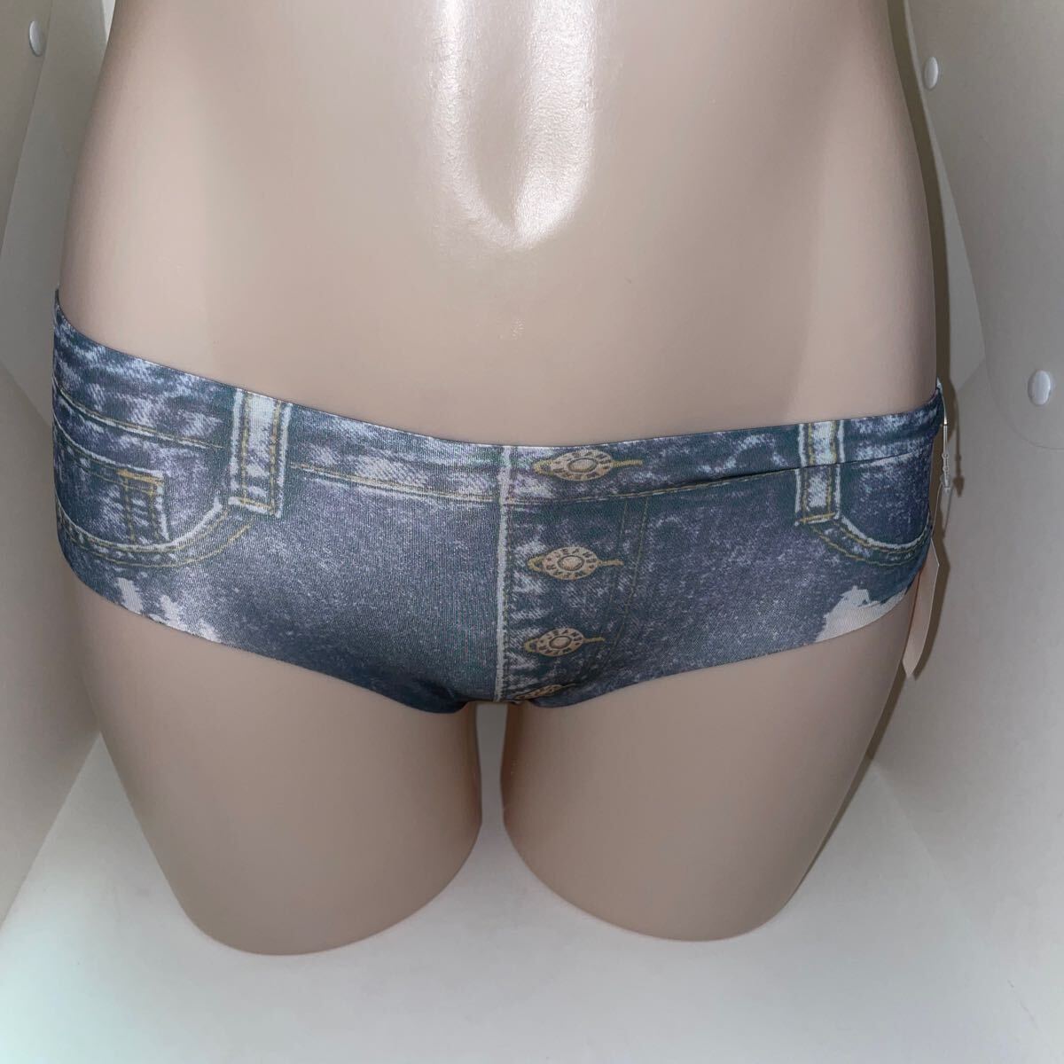 4789★デニムプリント★シームレスショーツ風★フルバックショーツ拍卖