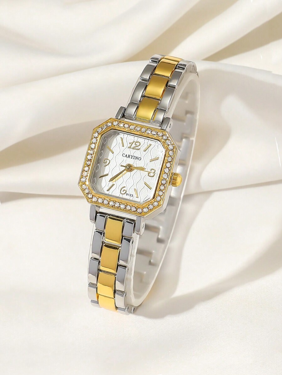 腕時計 レディース クォーツ 1個 レディース スクエア シルバーステンレスバンド腕時計。クラシックエレガントデザイン、多用途&拍卖