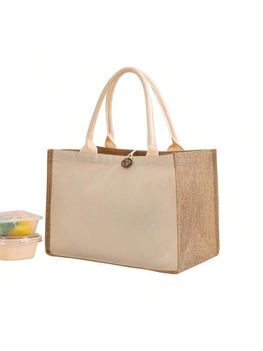 バッグ レディース トートバッグ オックスフォードリネン製 プレーン ランチバッグ 1個拍卖