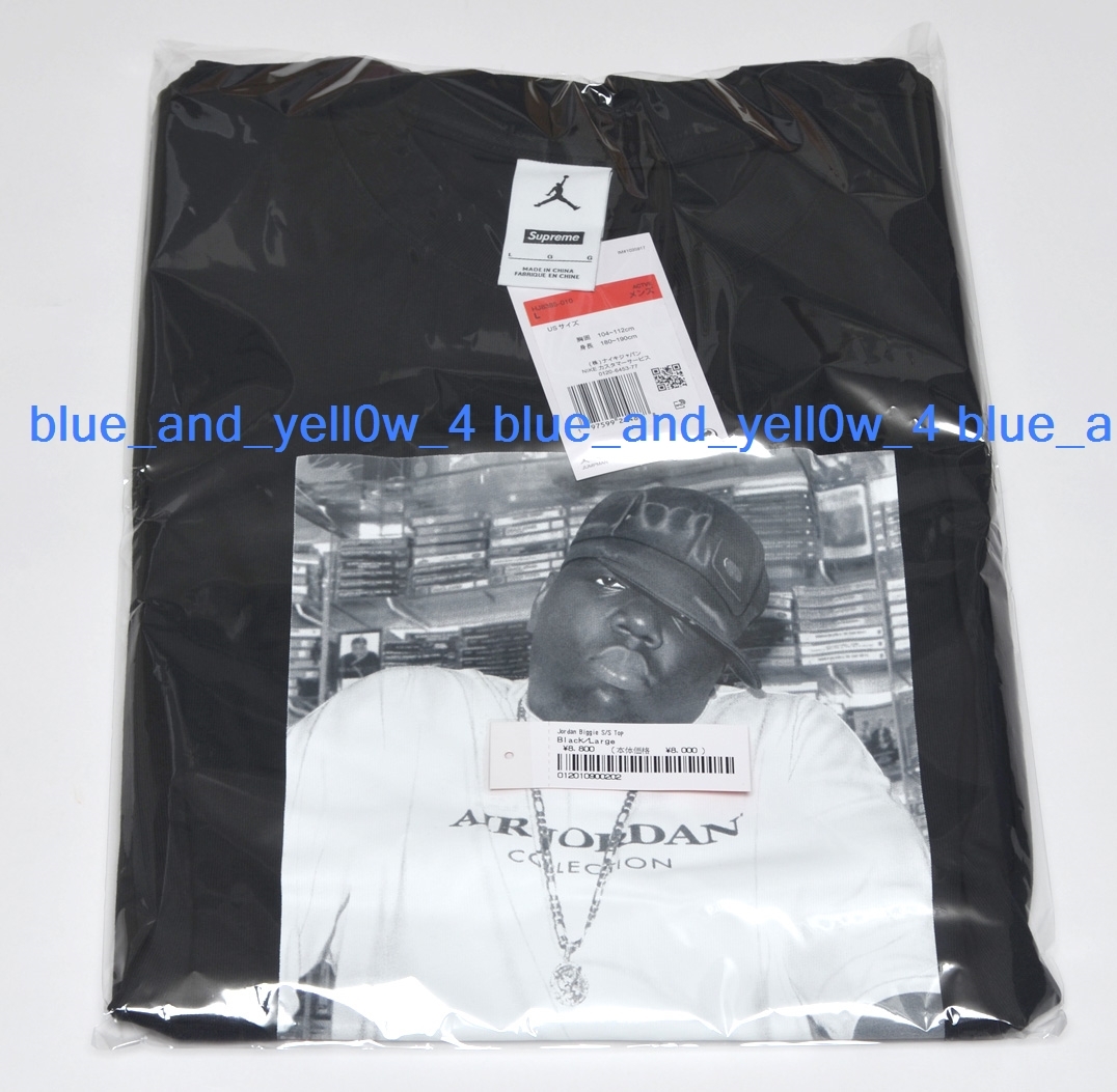 ■新品 国内正規品 Lサイズ Supreme Jordan Biggie S/S Top Black Tee シュプリーム Tシャツ Large box logo拍卖
