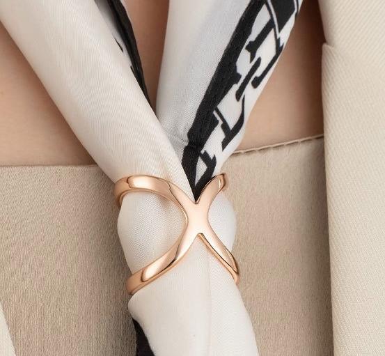 クロス スカーフリング アクセサリー シンプル スカーフ スカーフ留め ゴールド拍卖