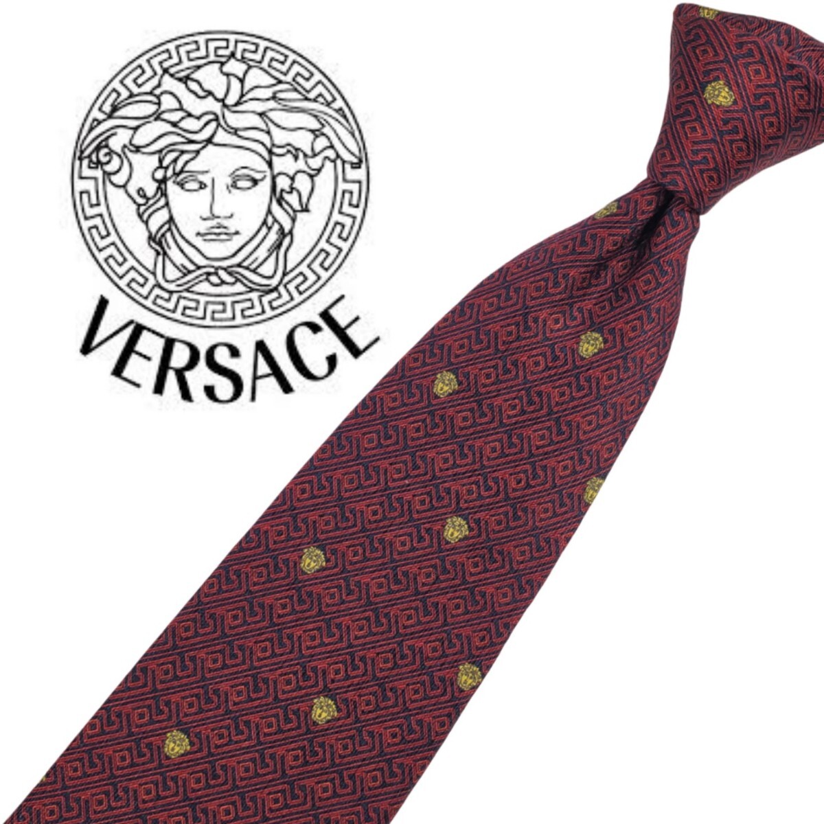 648/ 美品 VERSACE ヴェルサーチ ヴェルサーチェ メドューサ 中古 ネクタイ ネコポス可拍卖