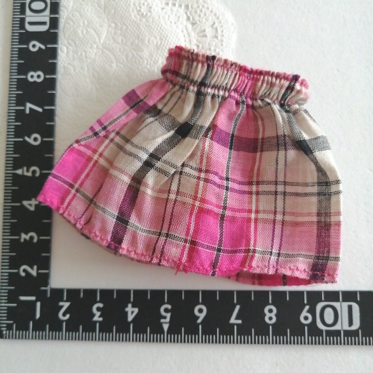 4r1002 ドール用 momoko バービー ジェニー TBleague ミニスカート チェック ピンク ウエストゴム 1/6ドール拍卖