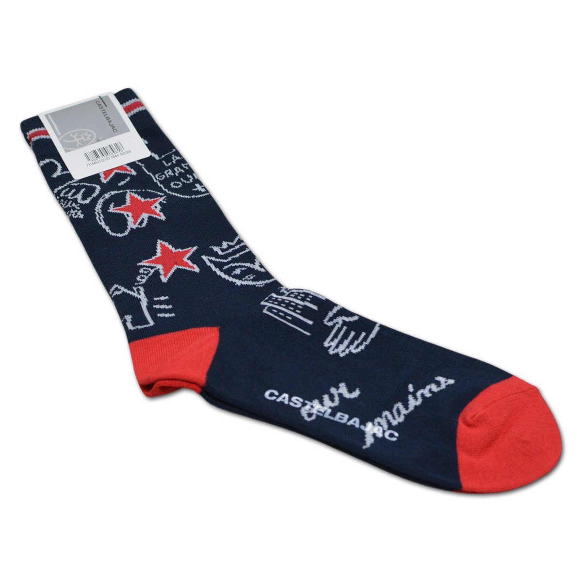 【カステルバジャック】メンズ 靴下 ソックス 紺 7214493122-59 CASTELBAJAC カジュアル ゴルフ メール便可 ポップ おしゃれ @拍卖