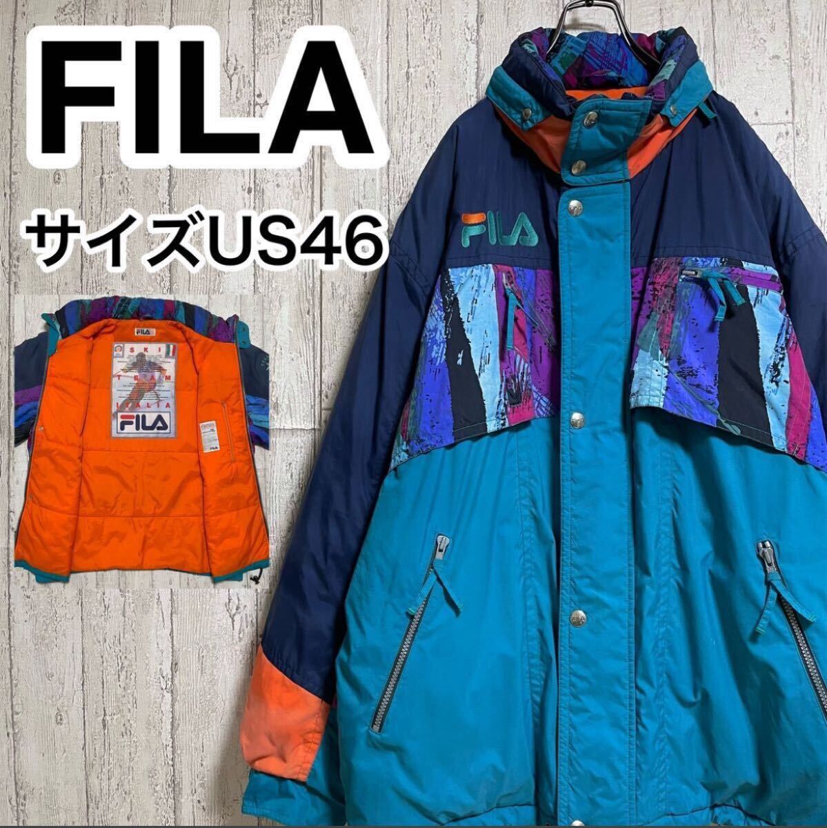 ☆送料無料☆ FILA フィラ ナイロンジャケット 46 ビッグサイズ スキー イタリアチーム 全刺繍 アウター 22-174拍卖
