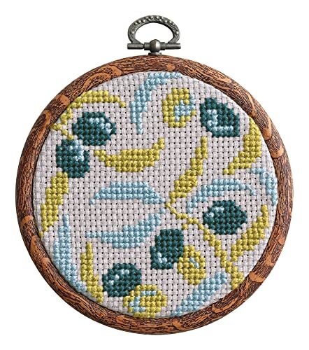 オリムパス製絲 (Olympus Thred) 刺しゅうキット 『クロスステッチキット &Botanical オリーブ』 内径10.5cm 75拍卖