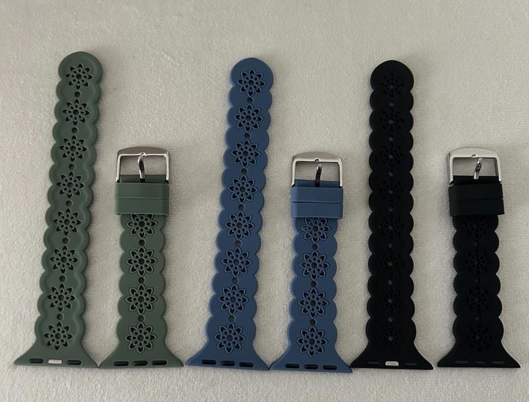 ★最終価格★コンパチブル Apple Watch バンド3枚 シリコン ブルー 黒 カーキ拍卖