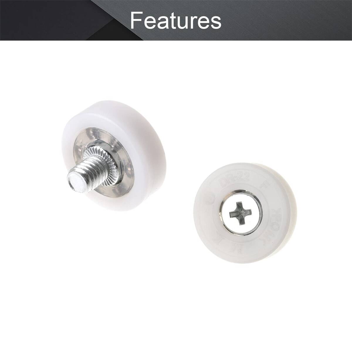 ●ベアリングプーリー グルーブホイール 厚さ7mm 外径22mm 2個 U溝ガイドボールベアリング ネジ付き ホワイト 拍卖