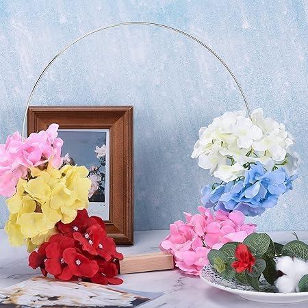 ★値下げしました★'メタルフラワーフープ 30cm リースリングセンターピース シルバー 結婚式 誕生日パーティーイベント 20セット拍卖