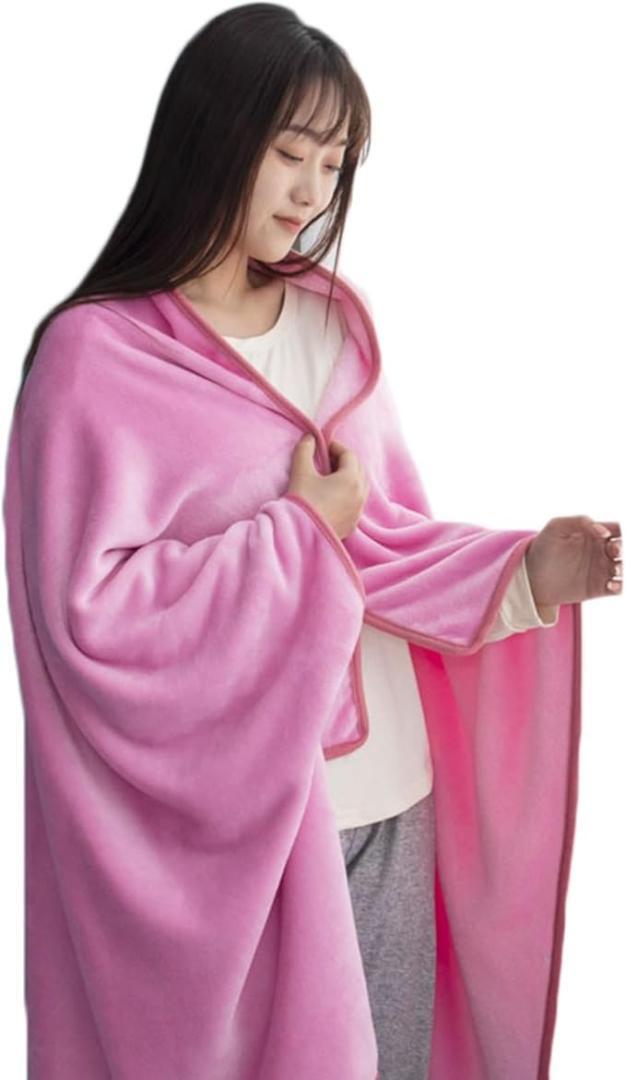★★ピンク 着る毛布 多機能ブランケット タオルケット ひざ掛け 肩掛け拍卖