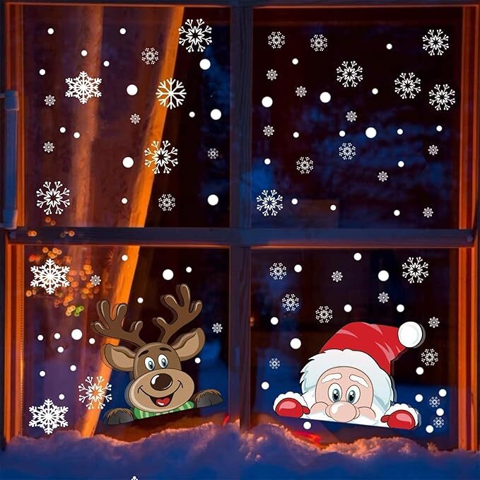 ★★クリスマス 飾り 静電ステッカー 剥がせる 汚れない 65pcs入り ステッカー 窓ステッカー サンタと鹿 壁飾り 小物 部屋 装飾品拍卖