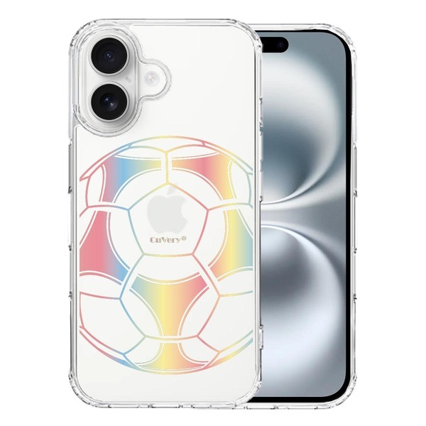 iPhone16 ケース クリア サッカーボール カラー スマホケース 側面ソフト 背面ハード ハイブリッド拍卖
