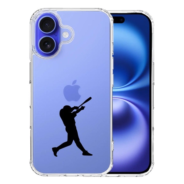 iPhone16 ケース クリア 野球 バッター スマホケース 側面ソフト 背面ハード ハイブリッド拍卖