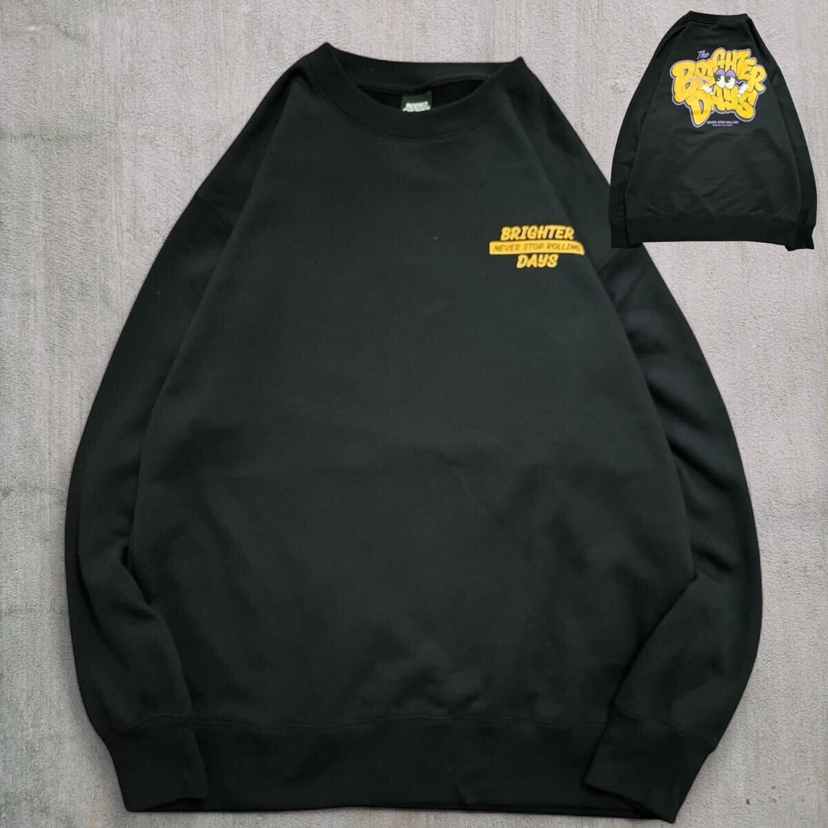 RODEO CROWNS WIDE BOWLBRIGHTER DAYSスウェット メンズM●洗濯プレス済●グラフィック トレーナー 裏毛 黒 ストリートコーデ 古着/39拍卖