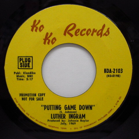 LUTHER INGRAM(ルーサー・イングラム)-Puttin' Game Down (US '69 Version拍卖