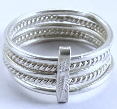 ◆カレンシルバー リング 5連 高純度◆約21号◆カレン族・karen silver 指輪【24tr21】拍卖