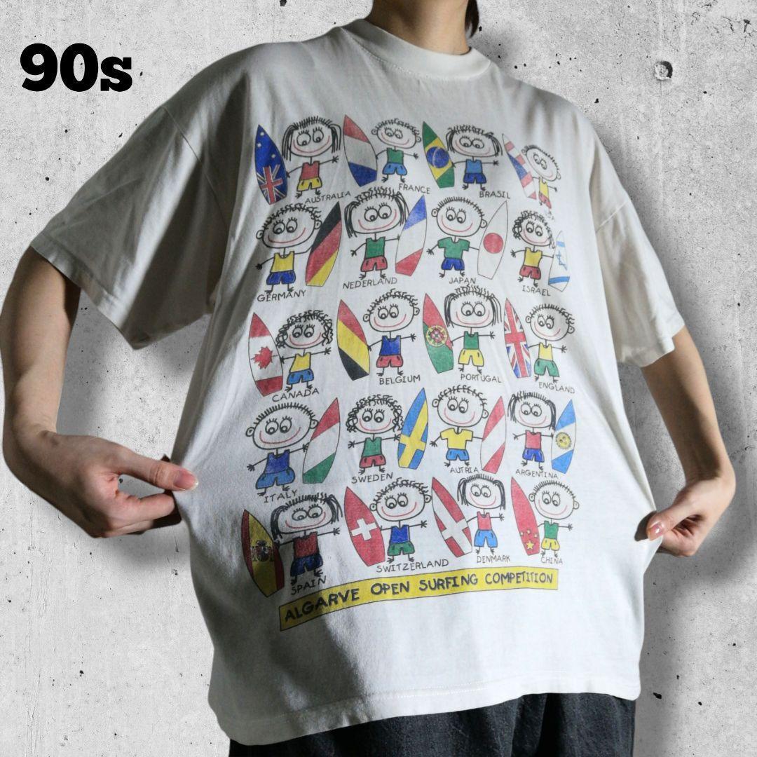 USA 古着 DANNY FIRST ダニー・ファースト 両面プリント Tシャツ 半袖 スーベニア オールド ヴィンテージ キャラクター ホワイト拍卖